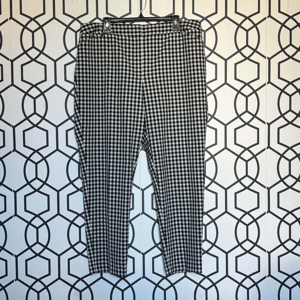 Talbots Hampshire Ankle Pants Plus Size 18W Black White Gingham Check NWT